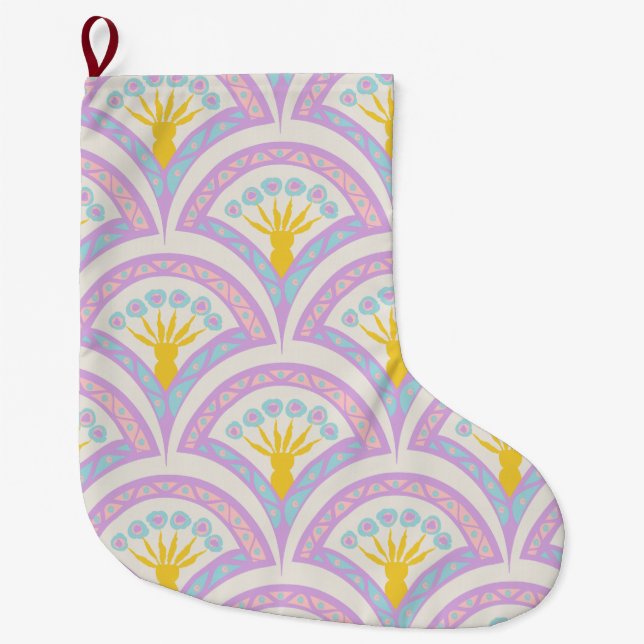 Meia De Natal Grande padrão de concha em cores pastel (Frente)