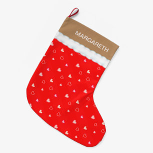 Meia De Natal Grande Padrão de Coração Bonito