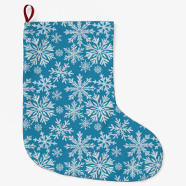 Meia De Natal Grande Padrão de Flocos de Neve em Aquarela