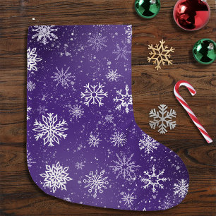 Meia De Natal Grande Padrão de Flocos de Neve Roxos Magia de Natal de I