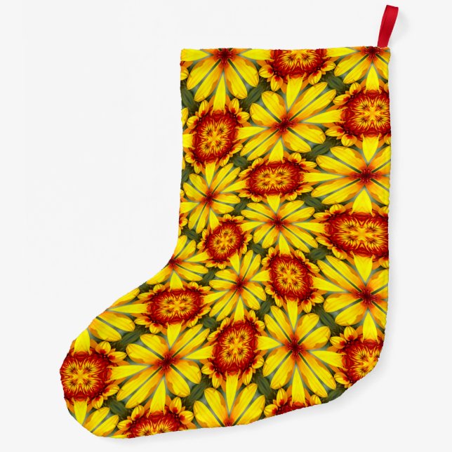 Meia De Natal Grande Padrão de Flores de ouro (Verso)