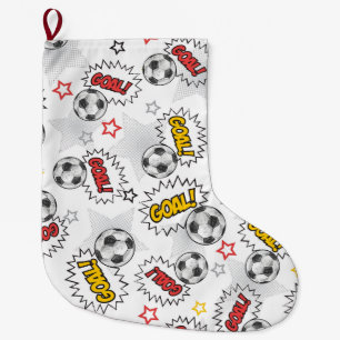 Meia De Natal Grande Padrão de Gol de Futebol de Quadrinhos – Esportes