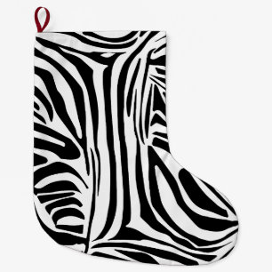 Meia De Natal Grande Padrão de Impressão de Zebra Preto e Branco Ousado
