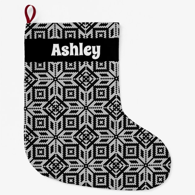 Meia De Natal Grande Padrão de Natal de Selburose escandinava (Frente)