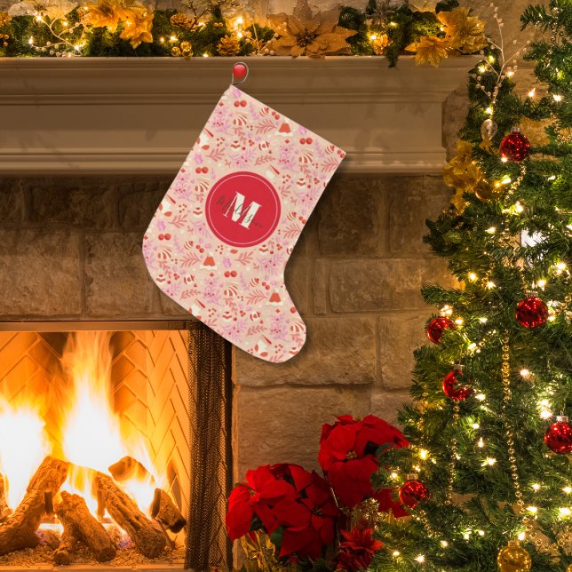 Meia De Natal Grande Padrão de Natal do Estilo Retroativo Bastante Mono (Criador carregado)