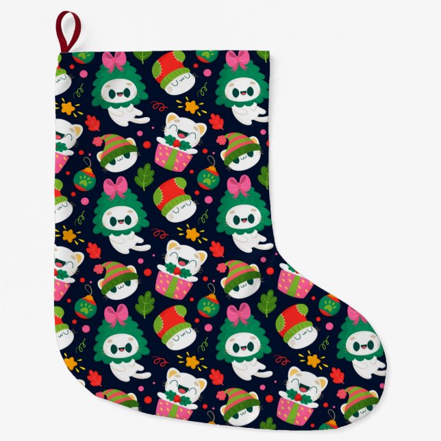 Meia De Natal Grande Padrão de Natal engraçado (Frente)