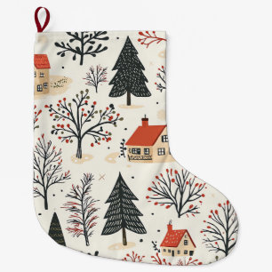 Meia De Natal Grande Padrão de Natal Vintage Woodland (7)