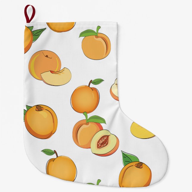 Meia De Natal Grande Padrão de Pêssego (Frente)