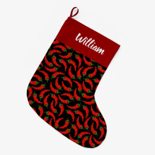 Meia De Natal Grande Padrão de Pimentos Quentes