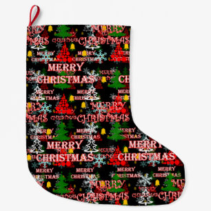 Meia De Natal Grande Padrão de texto decorativo Feliz Natal Design