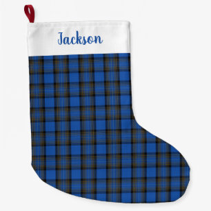 Meia De Natal Grande Padrão de Xadrez de Skye Blue Tartan