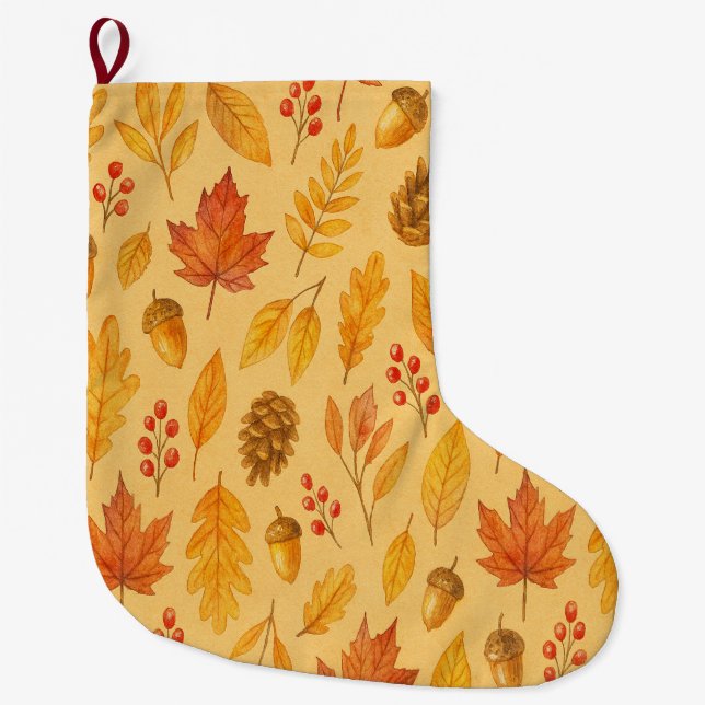Meia De Natal Grande Padrão do outono natural (Frente)