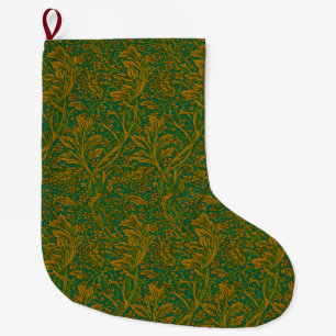 Meia De Natal Grande Padrão Floral Arcadia de William Morris Verde Dour