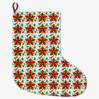 Meia De Natal Grande Padrão Floral Vibrante