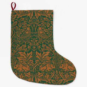 Meia De Natal Grande Padrão Preto Âmbar Coelho Irmão William Morris