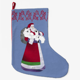 Meia De Natal Grande Padre Natal e Bebê Samoyed Natal Stocks