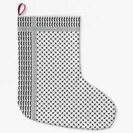 Meia De Natal Grande Palestinian Black & White Keffiyeh Stocking