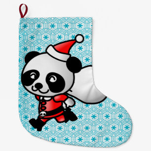 Meia De Natal Grande Panda do papai noel com a meia do Natal dos flocos