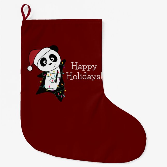 Meia De Natal Grande Panda natalina Animais de inverno Pandas Grandes C (Frente)