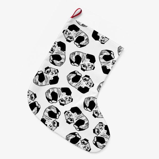 Meia De Natal Grande Panda Tocar Natal Do Lado Duplo (Frente (Pendurada))