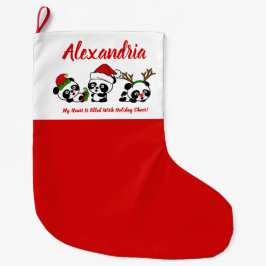 Meia De Natal Grande Pandas de Natal Personalizadas