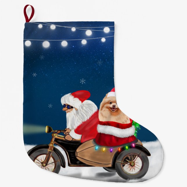 Meia De Natal Grande Papai Noel de Natal Pomerano (Frente)