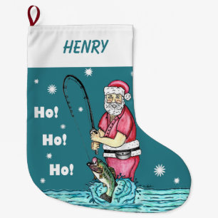 Meia De Natal Grande Papai Noel de Pesca