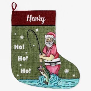 Meia De Natal Grande Papai Noel de Pesca