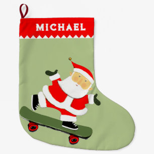 Meia De Natal Grande Papai Noel de skate Skatista