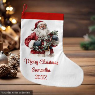 Meia De Natal Grande Papai Noel Fofo das Festas de Natal Feliz