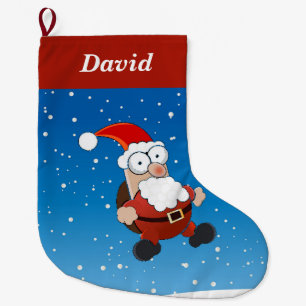 Meia De Natal Grande Papai Noel sobre estoque de natal azul