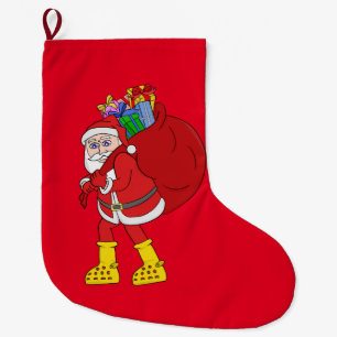 Meia De Natal Grande Papai Noel Vestindo Big Yellow Boots
