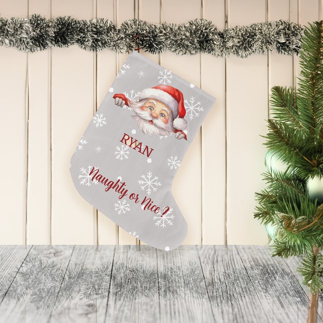 Meia De Natal Grande Papais noeis aqui Nome e Mensagem Personalizados (Criador carregado)