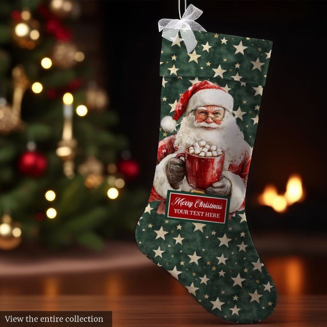 Meia De Natal Grande Papais noeis clássicos adoráveis empatando com seu (Lovely Classic Santa Stocking with Your Name)