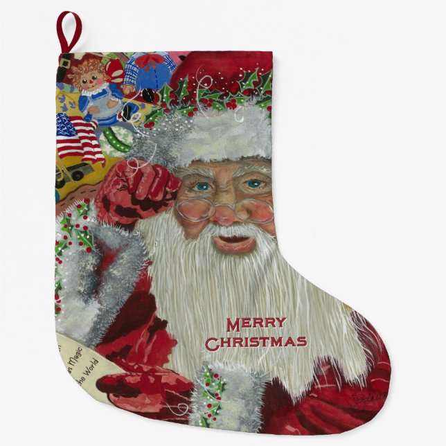 Meia De Natal Grande Papais noeis Clássicos - Verificando Trabalho de a (Frente)