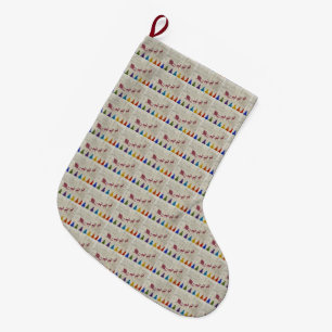 Meia De Natal Grande Papais noeis Coloridos