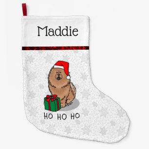 Meia De Natal Grande Papais noeis de Natal Cachorro de Vaca (canela)