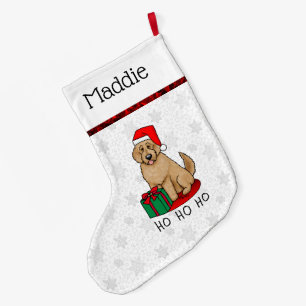 Meia De Natal Grande Papais noeis de Natal Goldendoodle (ouro vermelho)