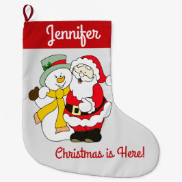 Meia De Natal Grande Papais noeis e o boneco de neve - O Natal está aqu