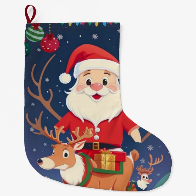 Meia De Natal Grande Papais noeis felizes (Frente)