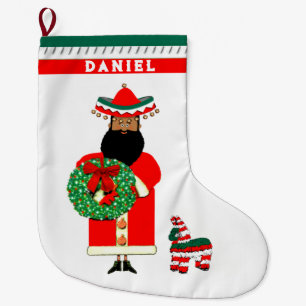 Meia De Natal Grande Papais noeis mexicanos personalizados