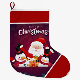 Meia De Natal Grande Papais noeis, pinguim de neve, grande estocagem de