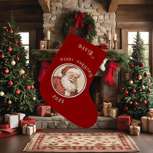 Meia De Natal Grande Papais noeis Retroativos Vintage