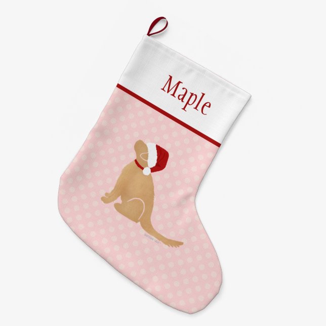 Meia De Natal Grande Papais noeis Rosa Personalizados Cachorro de Natal (Frente (Pendurada))