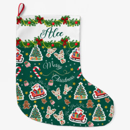 Meia De Natal Grande Papais noeis verdes personalizados Feliz Natal