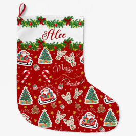 Meia De Natal Grande Papais noeis Vermelhos Personalizados Feliz Natal