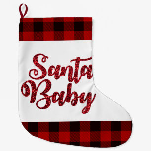 Meia De Natal Grande Papais noeis Xadrez Vermelha Natal Stocks