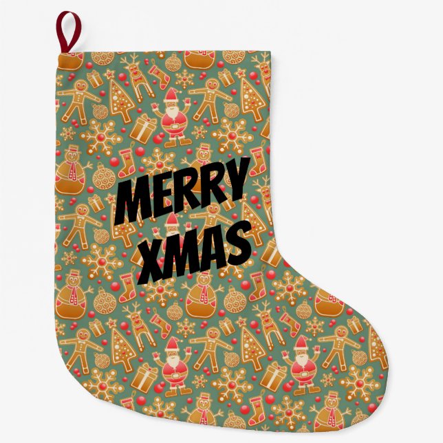 Meia De Natal Grande Papais noeis Xmas felizes (Frente)