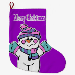 Meia De Natal Grande Parada de Natal, boneco de neve roxo