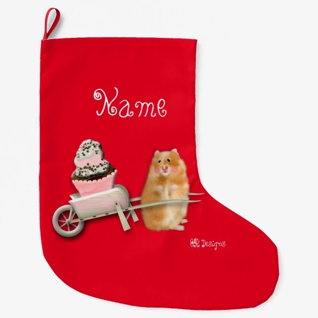 Meia De Natal Grande Parada de Natal de hamster engraçado personalizado (Frente)